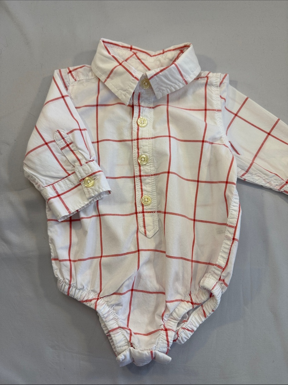 GAP White One-Piece with Red Windowpane Check
